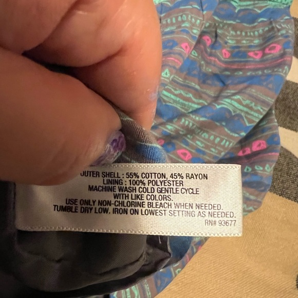 I HEART RONSON SUMMER PRINT DRESS PINK GRAY GREEN SIZE M MEDIUM RIVETS AZTEC - Picture 10 of 11